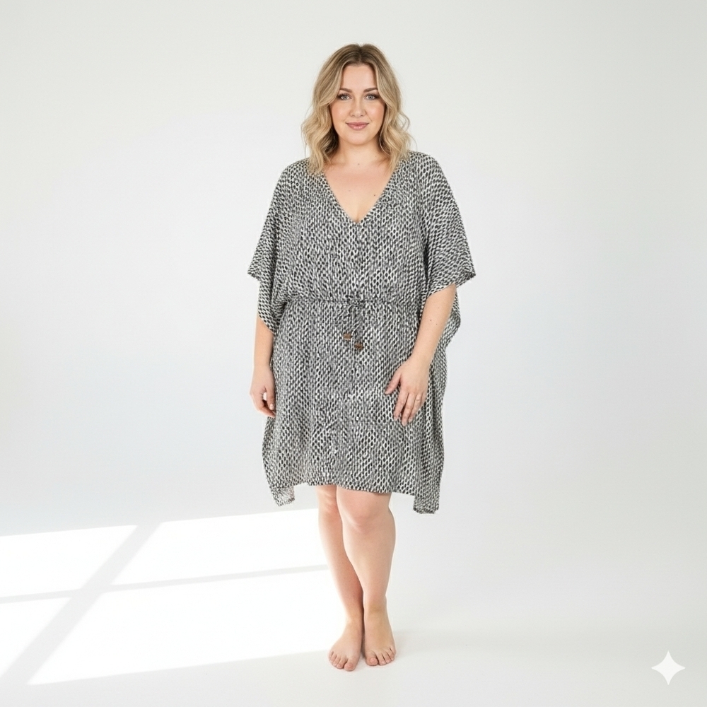 Lands End Swim Cover-up White Kimono Sleeve Beach Vacation Womens Size 0X 14W
